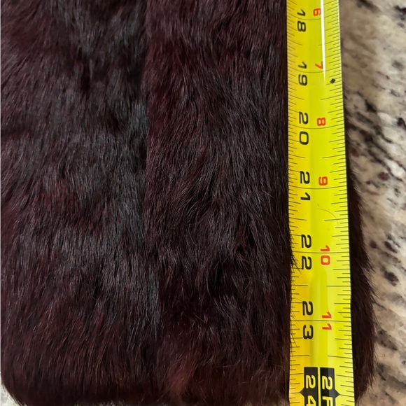 Vintage Split End Ltd 100% Rabbit Fur Coat Burgundy Size Mefium - Picture 7 of 9